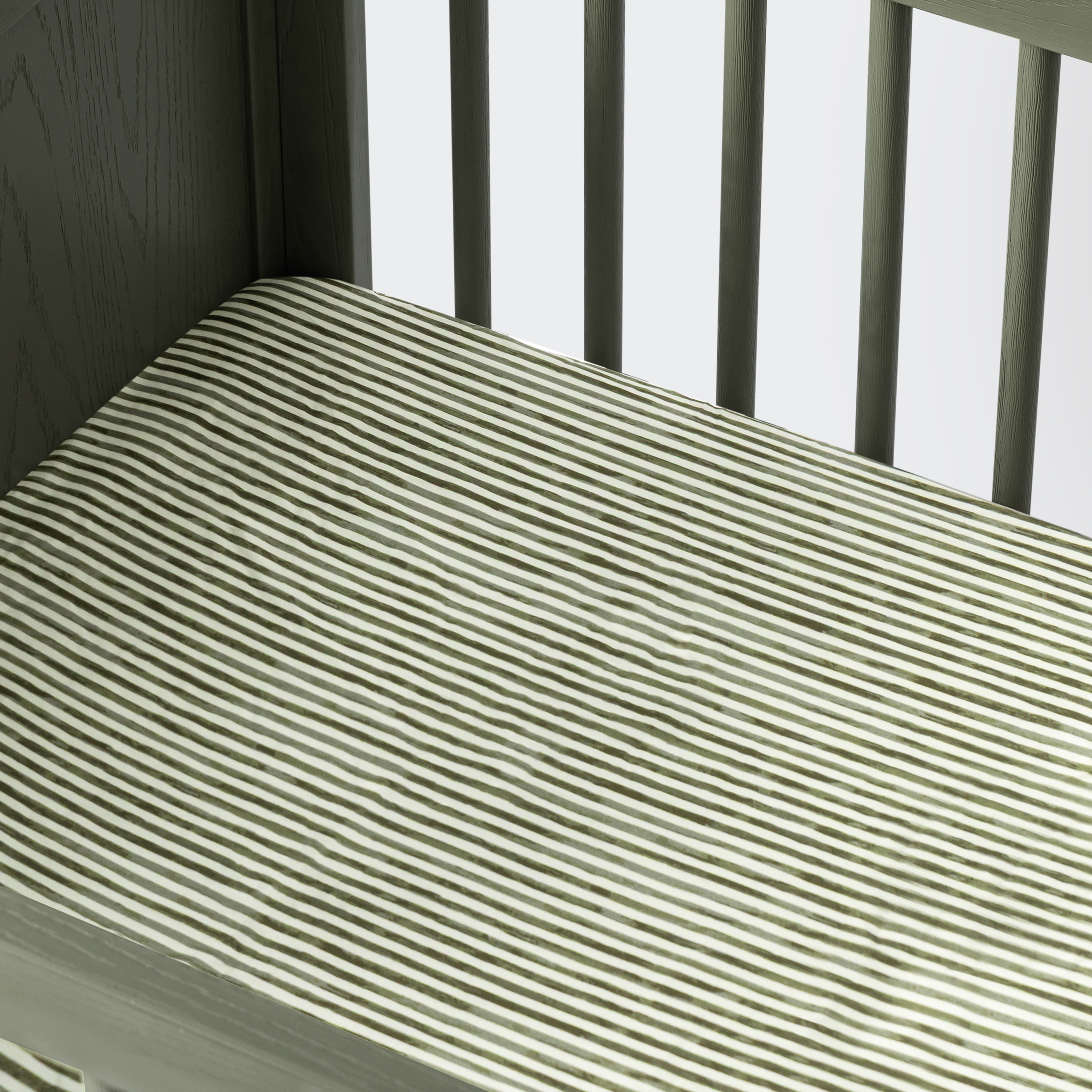 babyletto All-Stages Midi Organic Brushed Cotton Crib Sheet - Juniper Stripe.