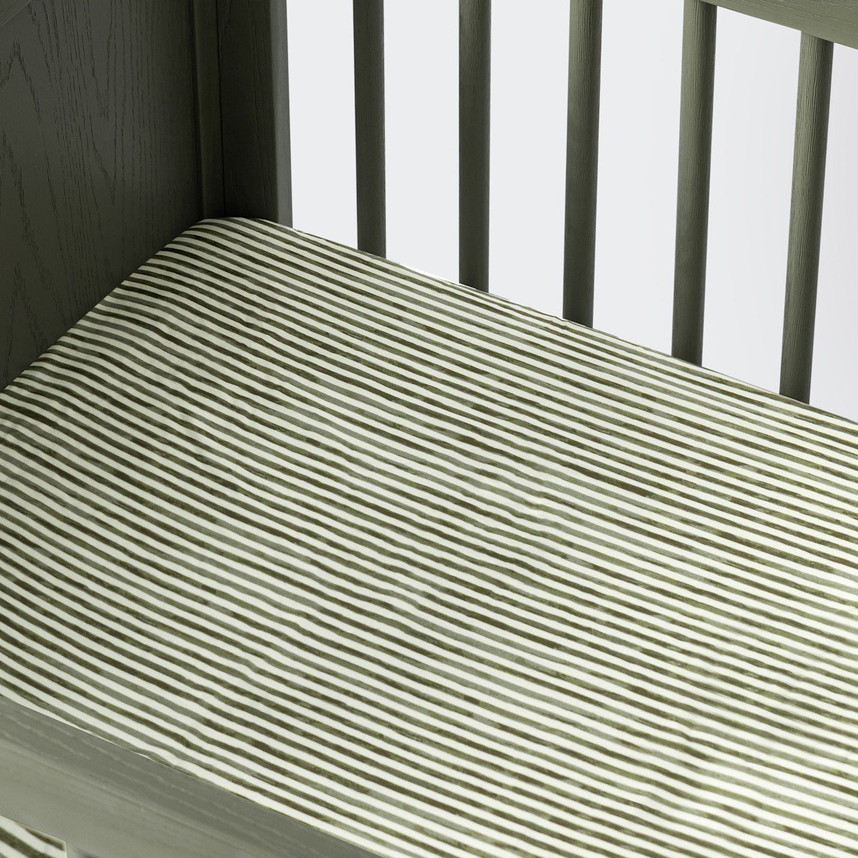 babyletto All-Stages Midi Organic Brushed Cotton Crib Sheet - Juniper Stripe.