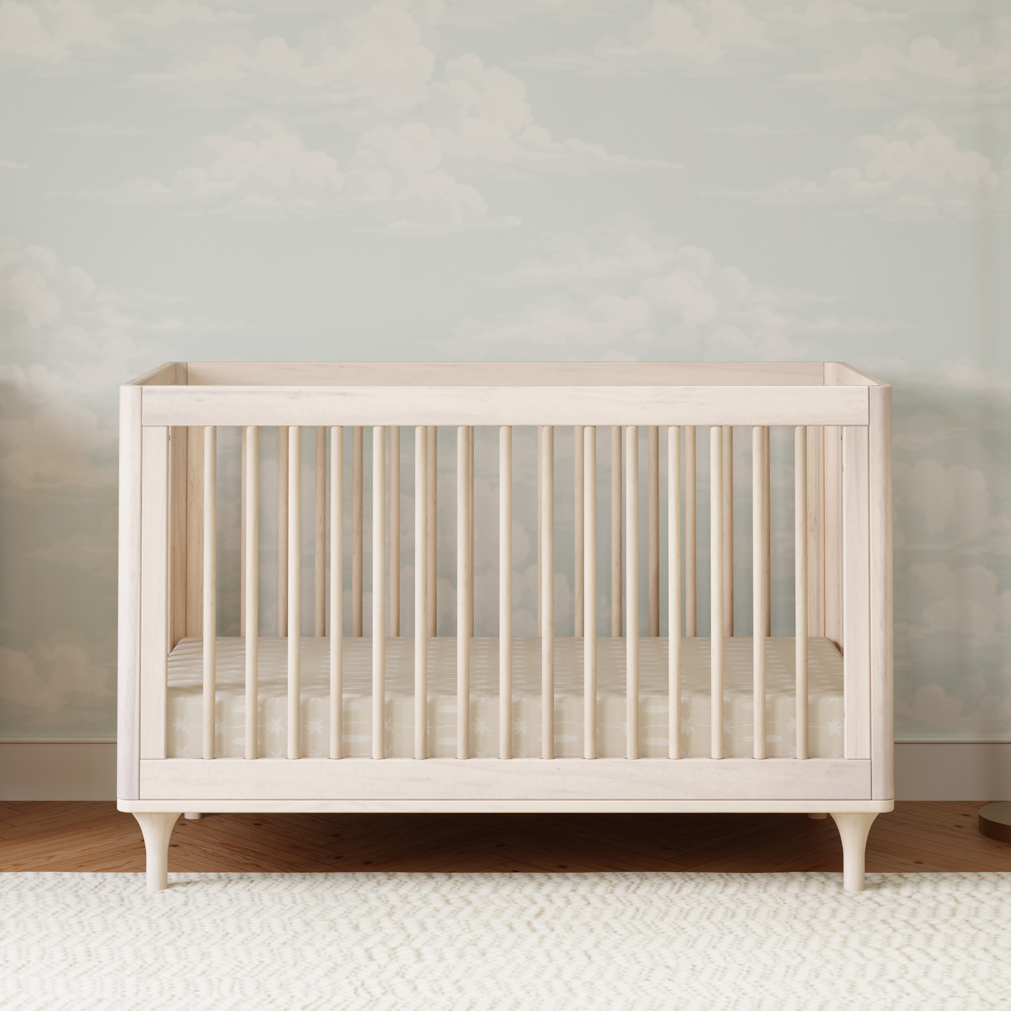 babyletto Lolly 3-in-1 Convertible Crib with Toddler Bed Conversion Kit - Washed Natural.