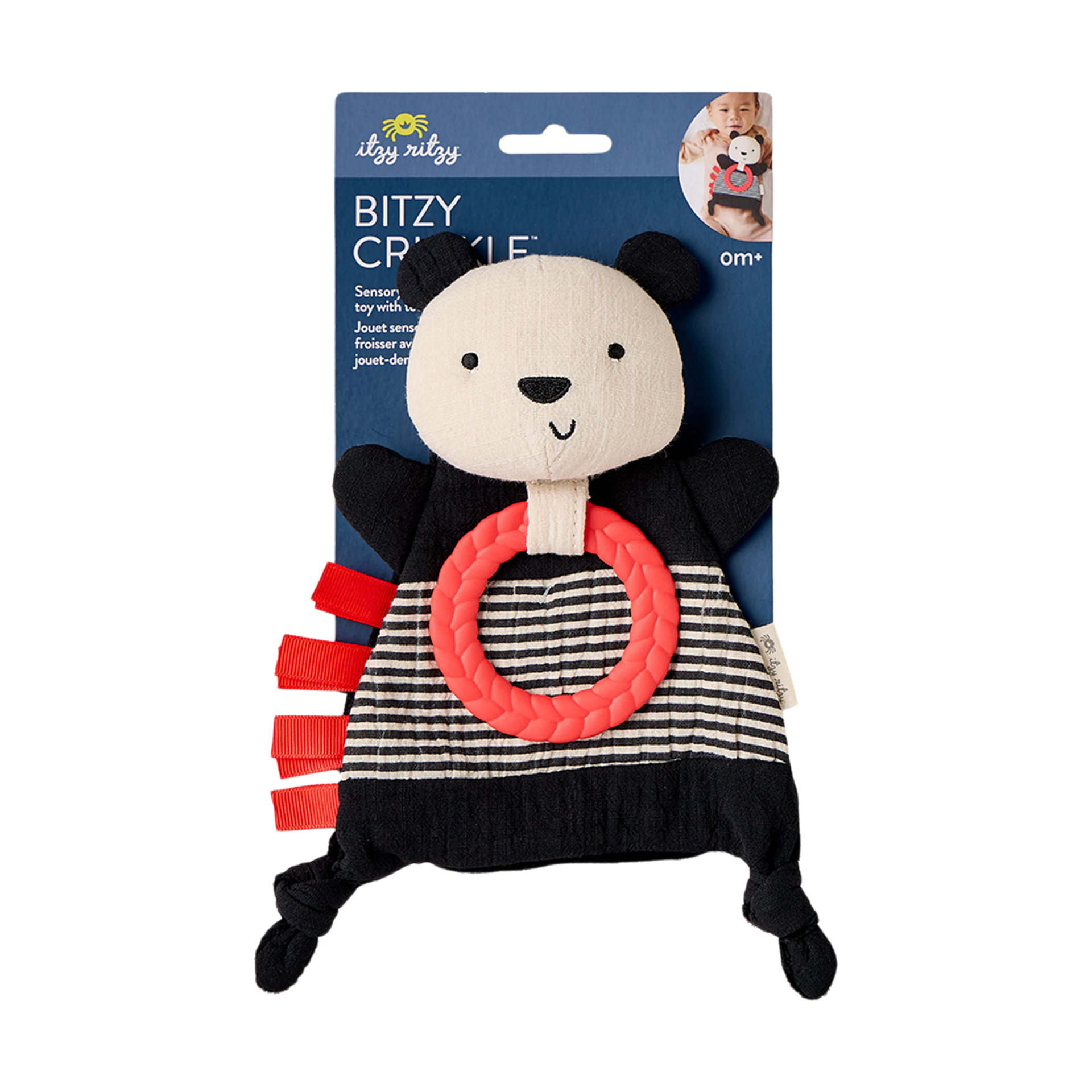 Itzy Ritzy Bitzy Crinkle Sensory Crinkle Toy with Teether - Panda.