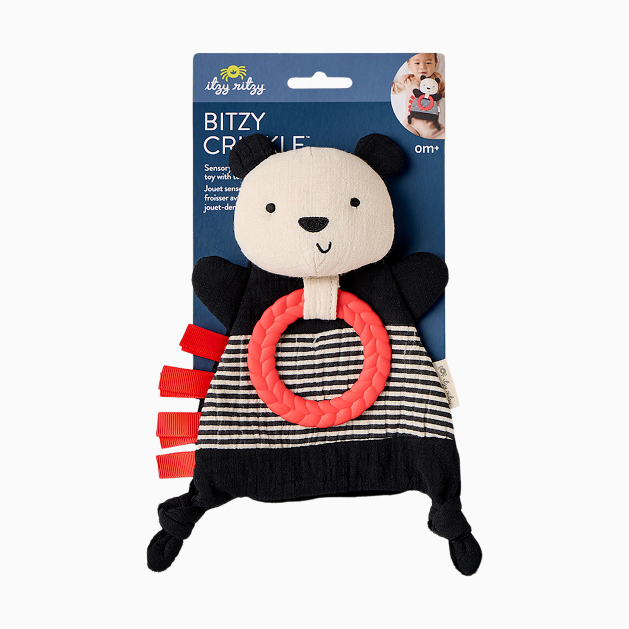 Itzy Ritzy Bitzy Crinkle Sensory Crinkle Toy with Teether - Panda.