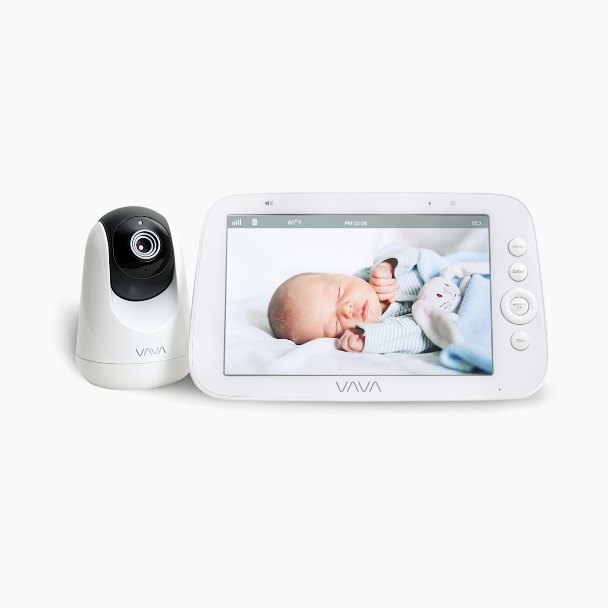 VAVA 8" 1080P HD Video Baby Monitor Split View, Night Vision, Zoom/Pan/Tilt & 2-Way Audio (IH020) - White.