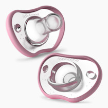 Nanobebe Baby Pacifiers 0-3 Month - Orthodontic, Curves Comfortably with Face Contour, Award Winning for Breastfeeding Babies, 100% Silicone - BPA Free. Perfect Baby Registry Gift 2pk,Pink