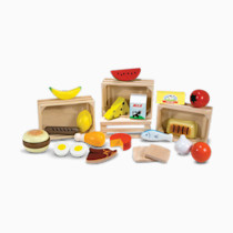 Melissa & Doug Food Groups - 21 Wooden Pieces and 4 Crates