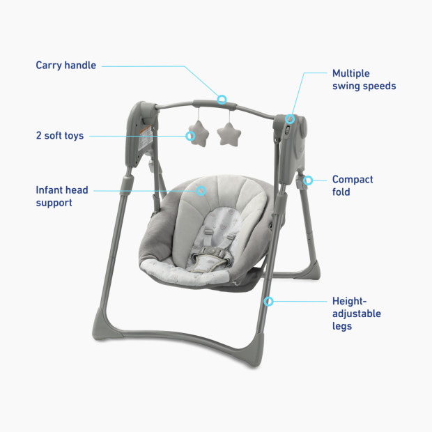 Graco Slim Spaces Compact Baby Swing - Reign.