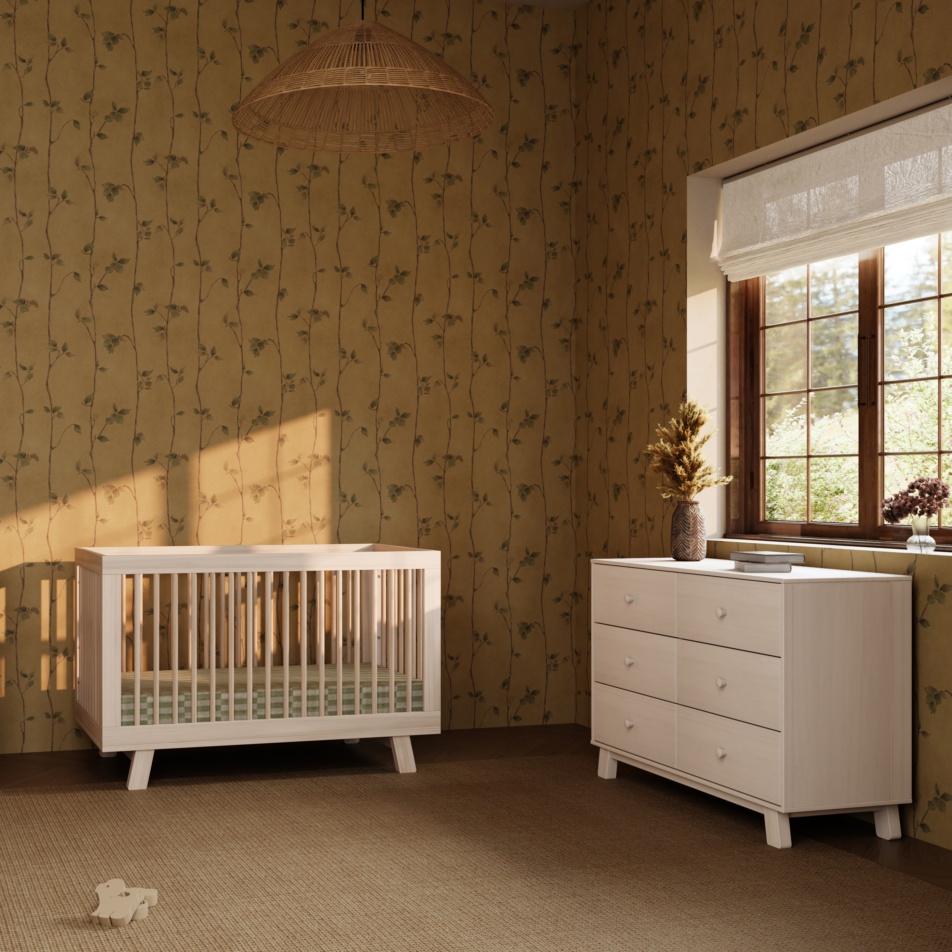 babyletto Hudson Modern 6-Drawer Assembled Double Dresser - Washed Natural.