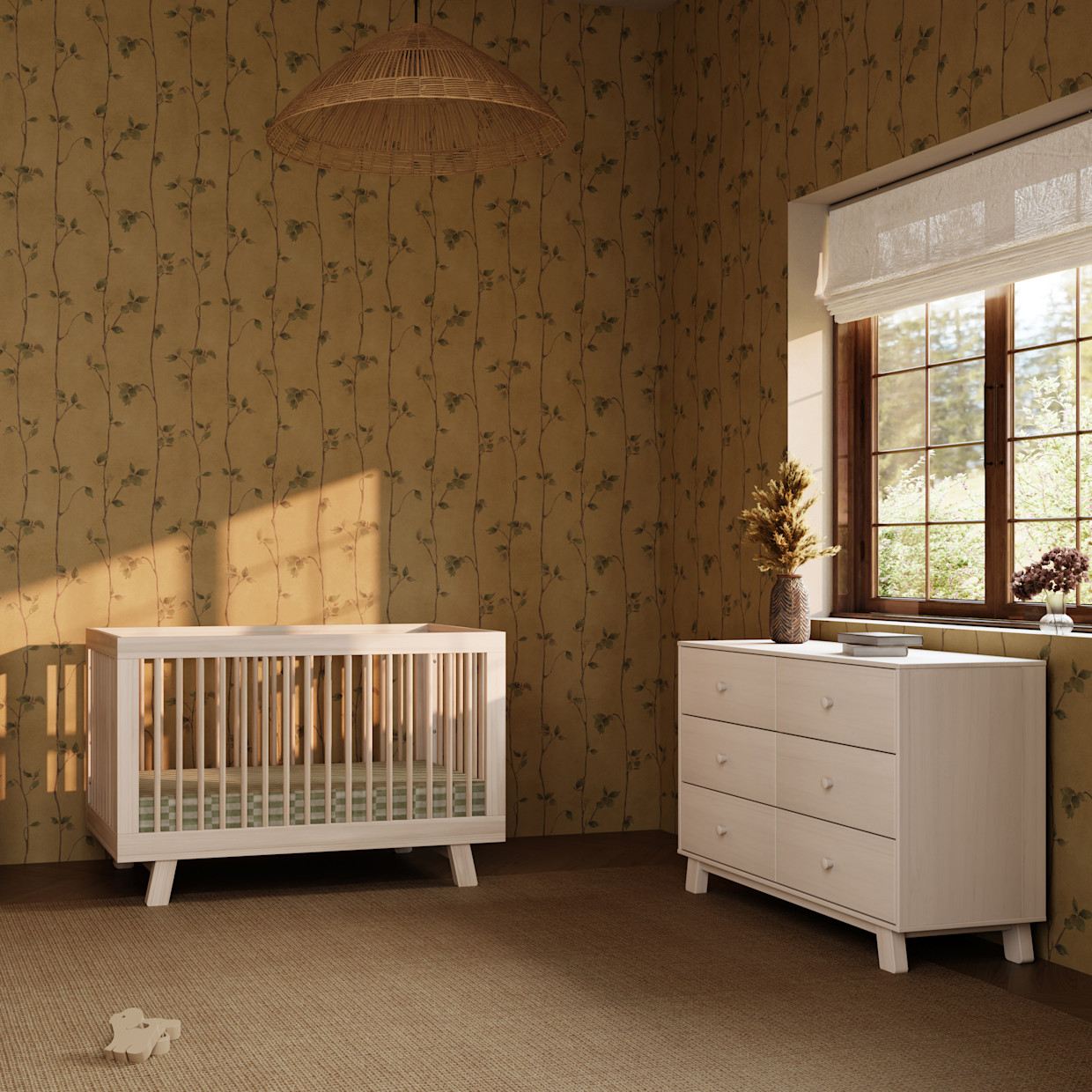 babyletto Hudson Modern 6-Drawer Assembled Double Dresser - Washed Natural.
