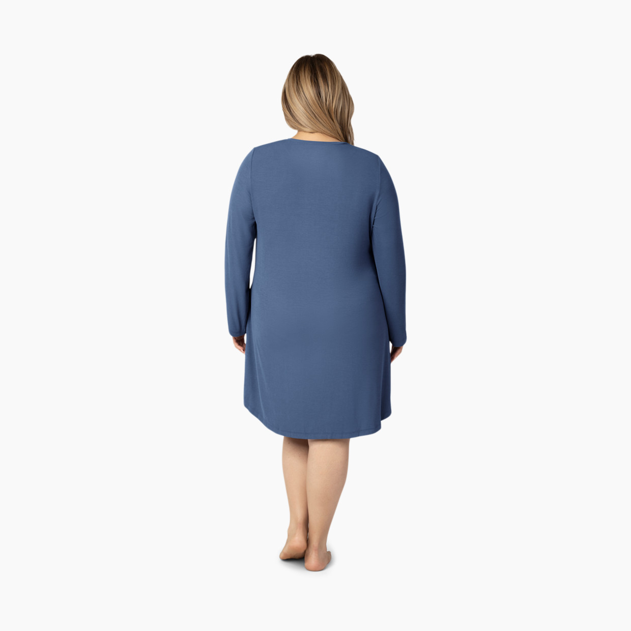 Kindred Bravely Riley Ribbed Bamboo Viscose Maternity & Nursing Nightgown - Slate Blue, X-Small.