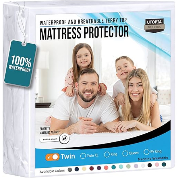 Utopia Bedding Waterproof Mattress Protector Twin Size.