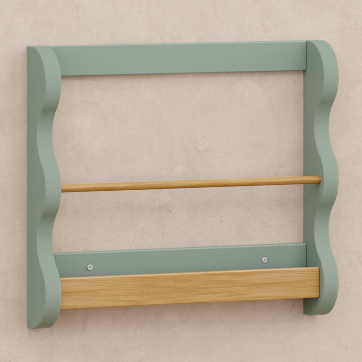 babyletto Lido Wave Book Rack - Light Sage/Honey.