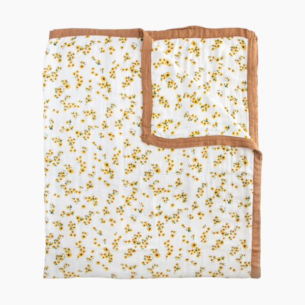 Little Unicorn Deluxe Muslin Quilted Throw - Ditsy Sunflower.