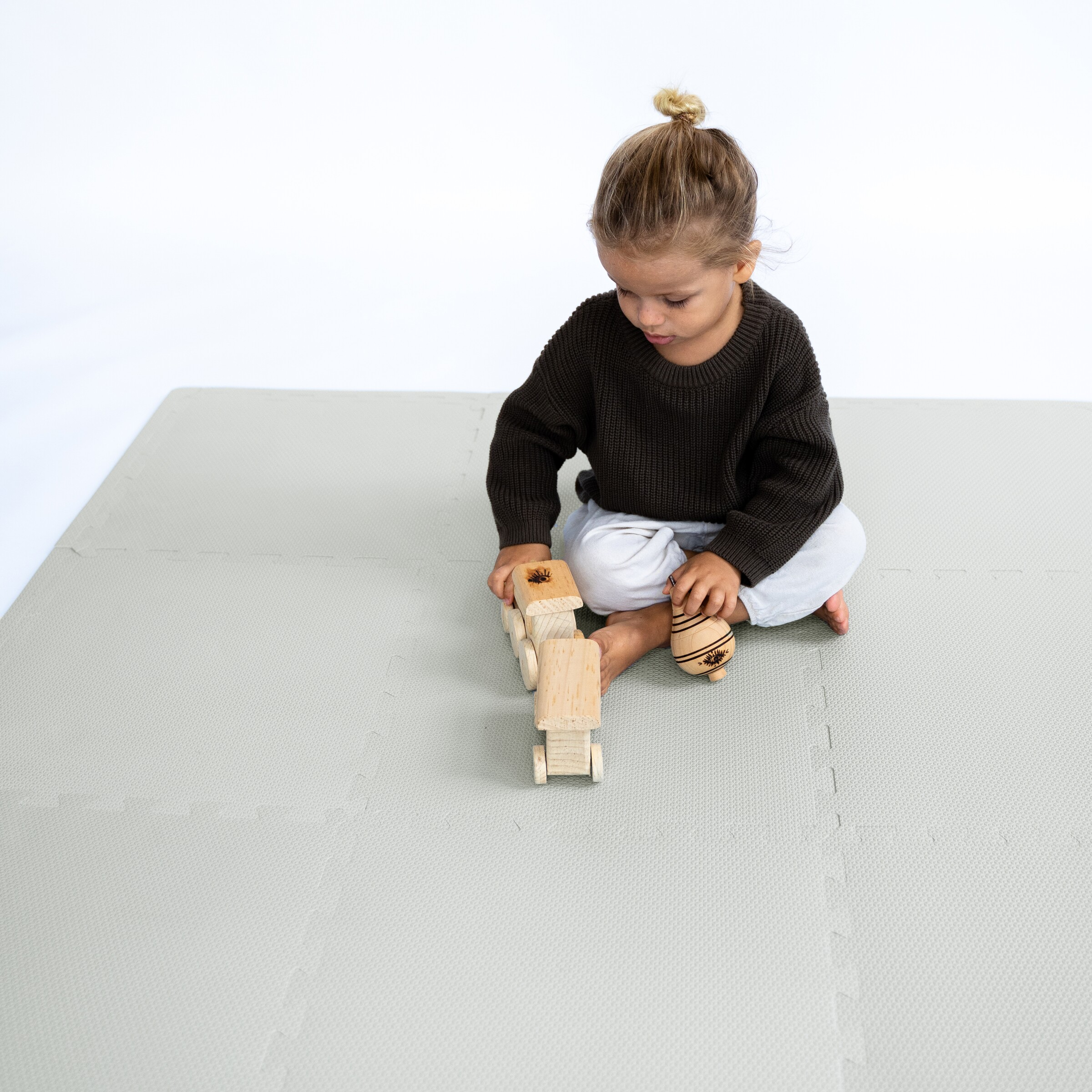 Toddlekind Classic Foam Playmat - Stone, 4.3 X 4.3'.