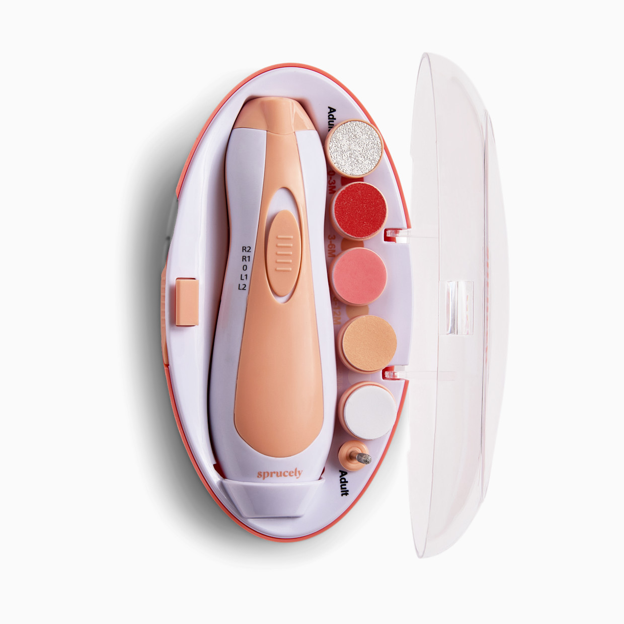 Sprucely Electric Nail Buffer - Cantaloupe/White.