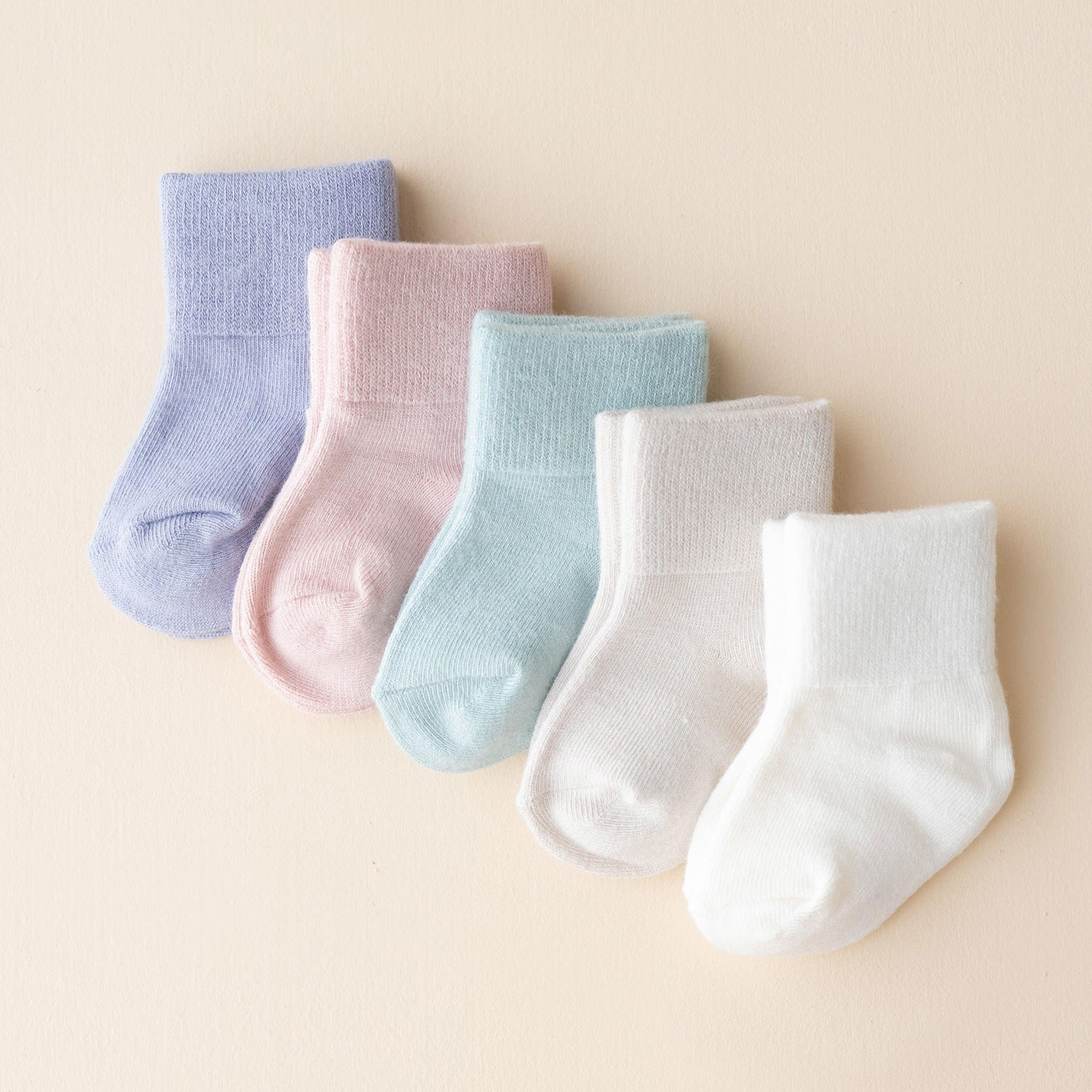 Kyte Baby Quarter Socks Combo (5 Pack) - Pastel, 0-3 M.