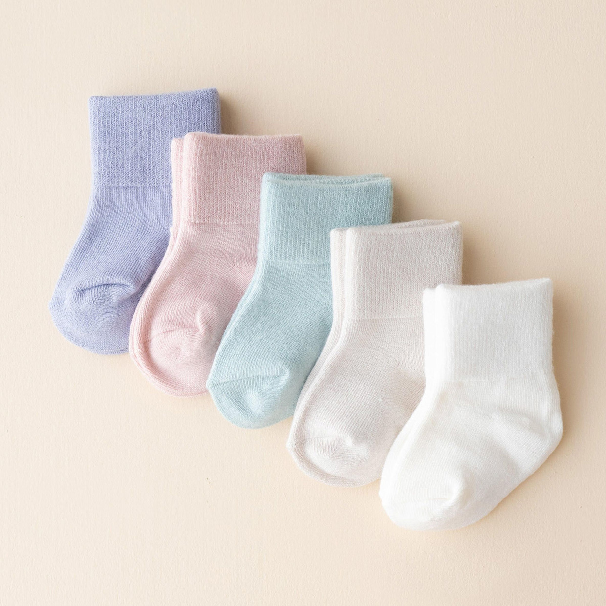 Kyte Baby Quarter Socks Combo (5 Pack) - Pastel, 0-3 M.