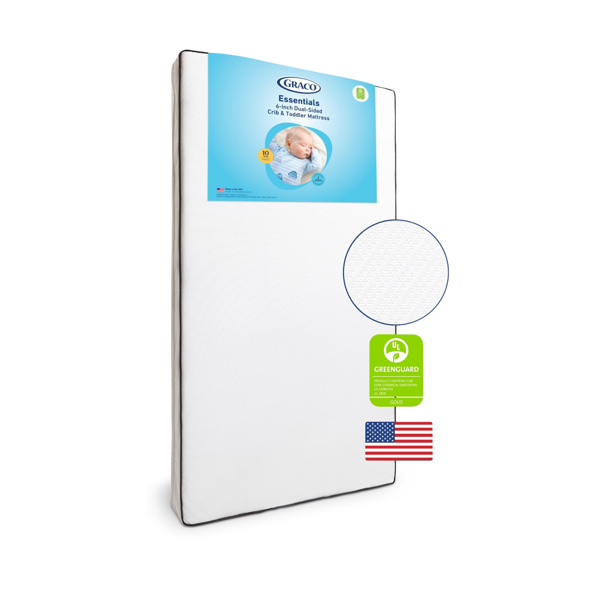 Graco Essentials 6-Inch Dual-Sided Crib & Toddler Mattress.