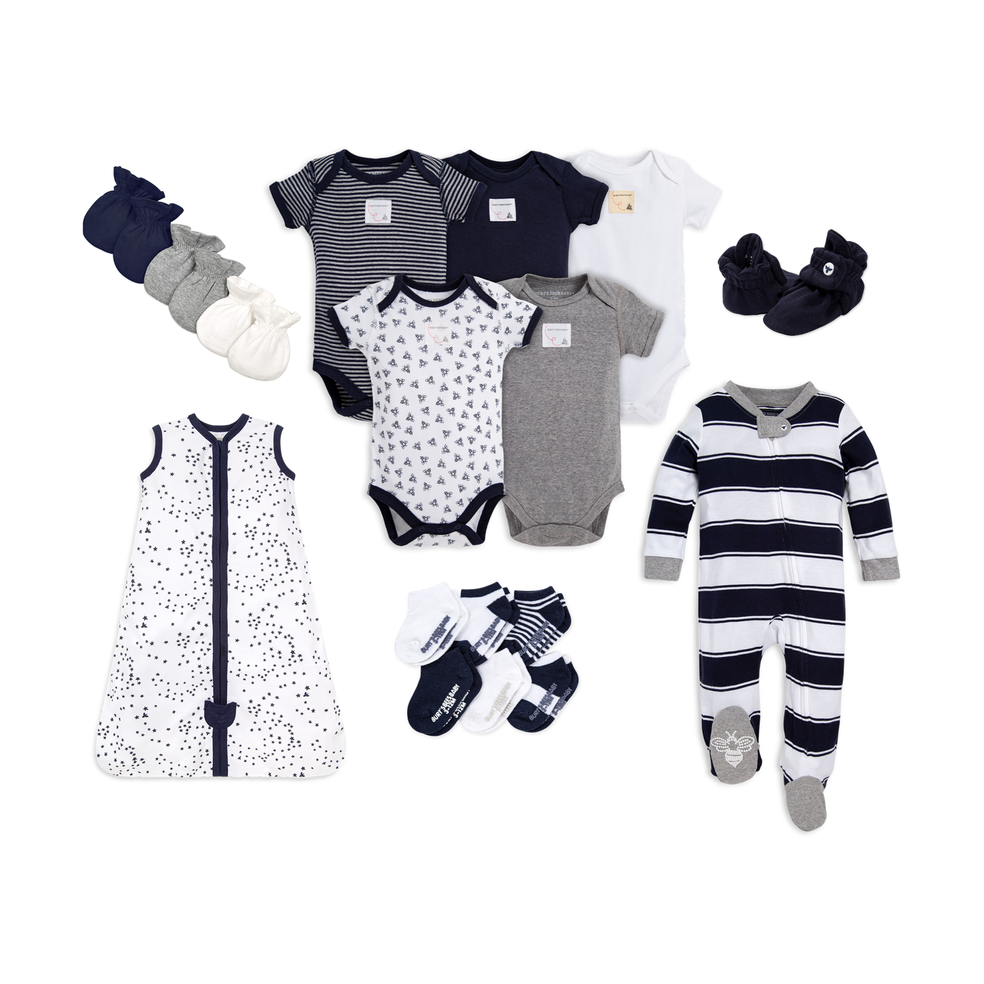 Burt's Bees Baby Check Romper Organic Cotton Shortall Blue, 36