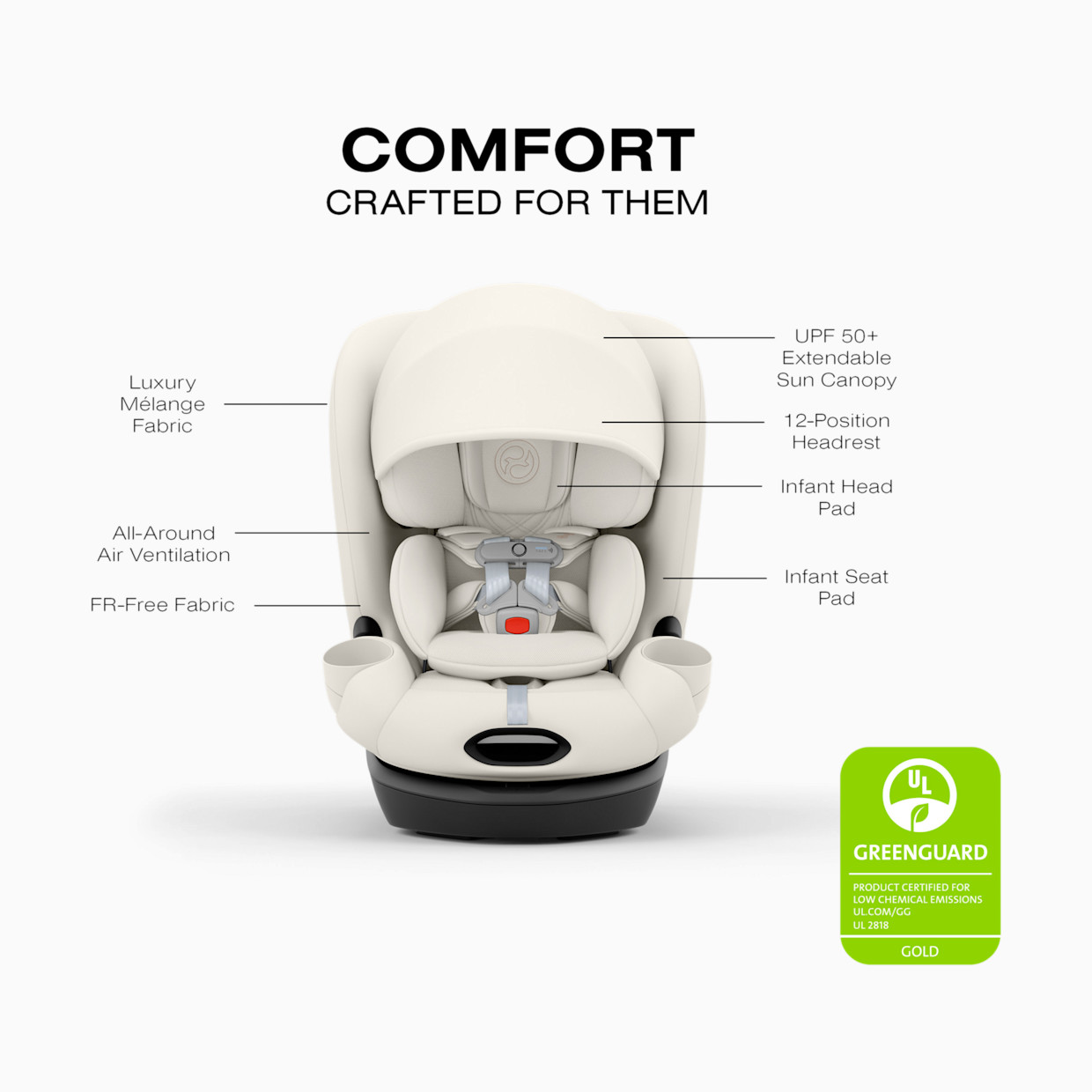 Cybex Callisto T 360 Rotating All-in-One Convertible Car Seat - Off White.