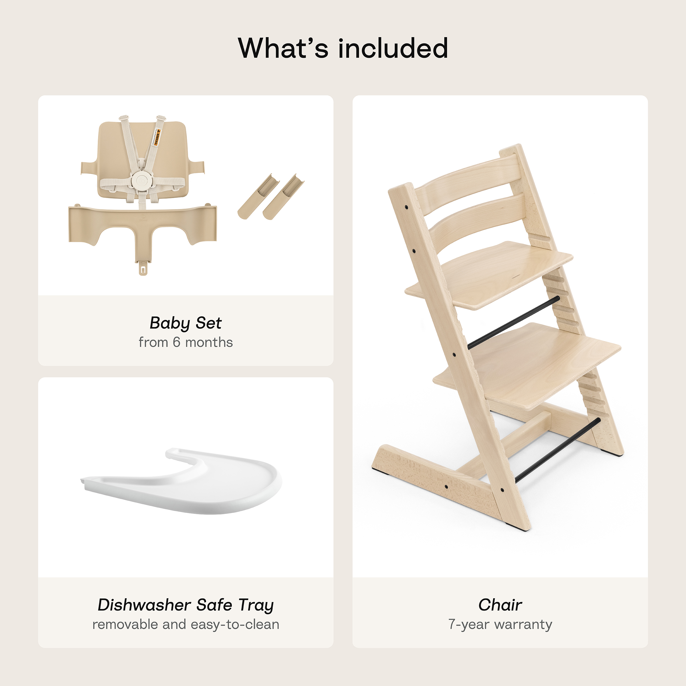 Stokke Tripp Trapp High Chair² + Tray Bundle - Natural/White.