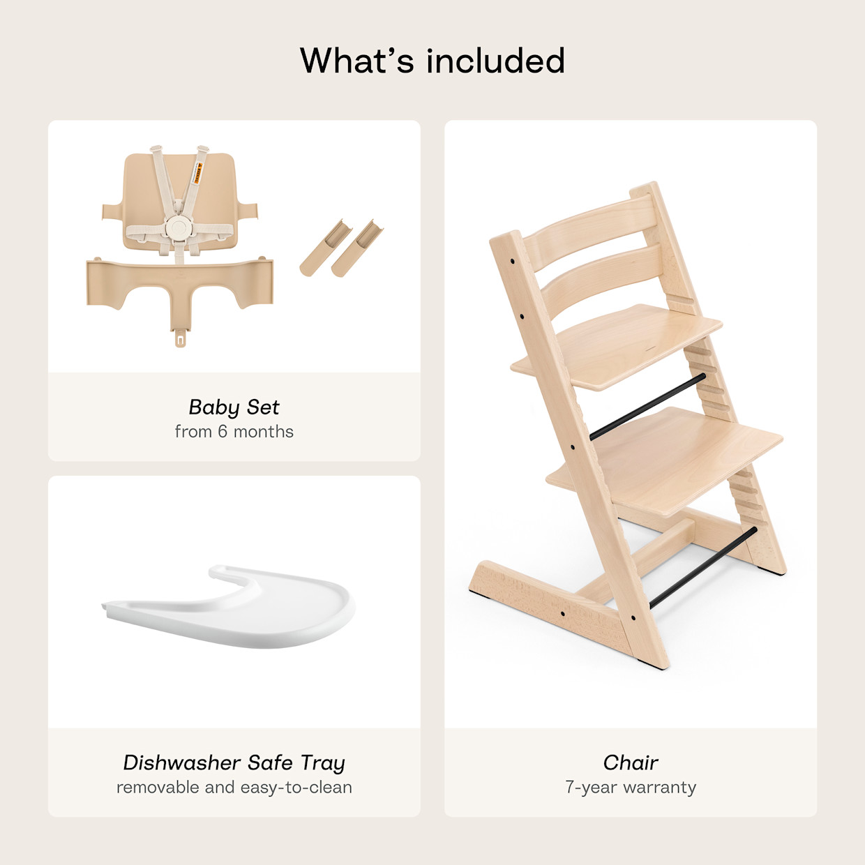 Stokke Tripp Trapp High Chair² + Tray Bundle - Natural/White.
