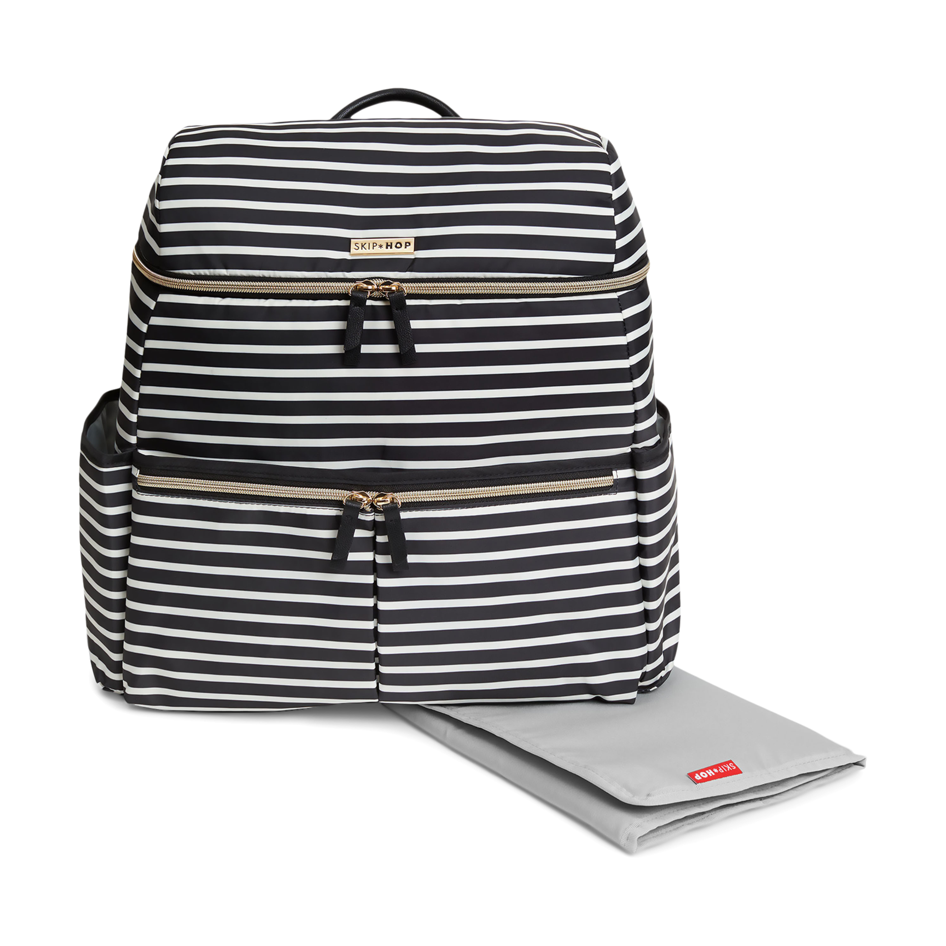 Skip Hop Flatiron Diaper Backpack - Black/White Stripe.