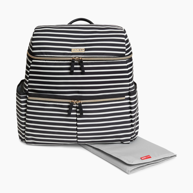 Skip Hop Flatiron Diaper Backpack - Black/White Stripe.