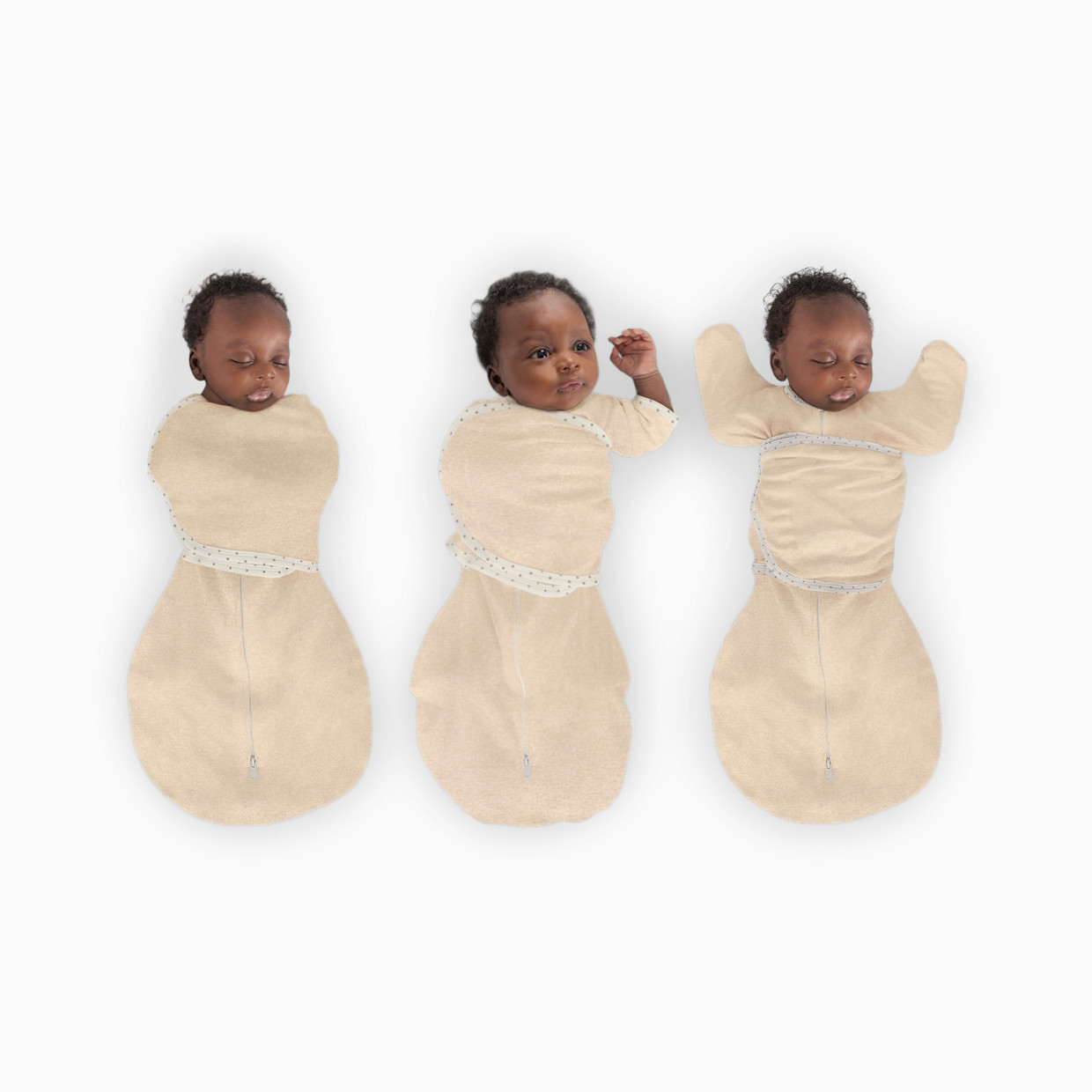SwaddleDesigns Omni Swaddle Sack with Arms Up Half-Length Sleeves and Mitten Cuffs - Heathered Oatmeal, Small 6-14 Lbs (0-3 Months).