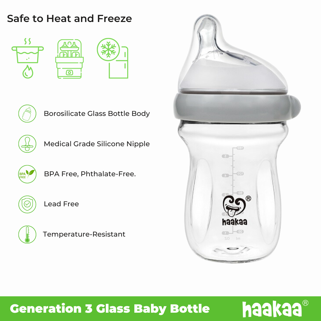 Haakaa Glass Baby Bottle - 4 Oz.