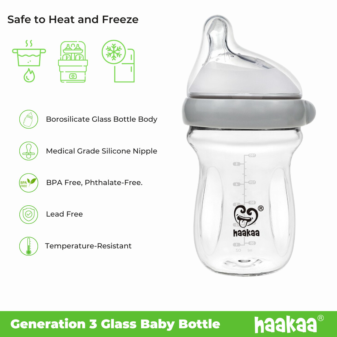 Haakaa Glass Baby Bottle - 4 Oz.