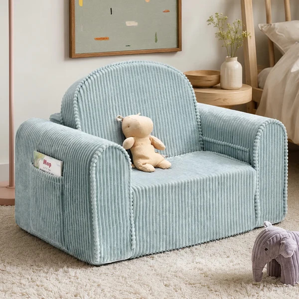 Tiny Land GentleSnug Corduroy Kid Chair - Soft Teal.