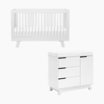 White crib and sales dresser