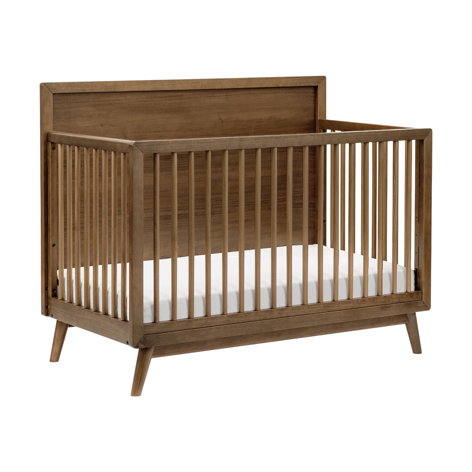 babyletto Palma 4-in-1 Convertible Crib with Toddler Bed Conversion Kit - Natural Walnut.