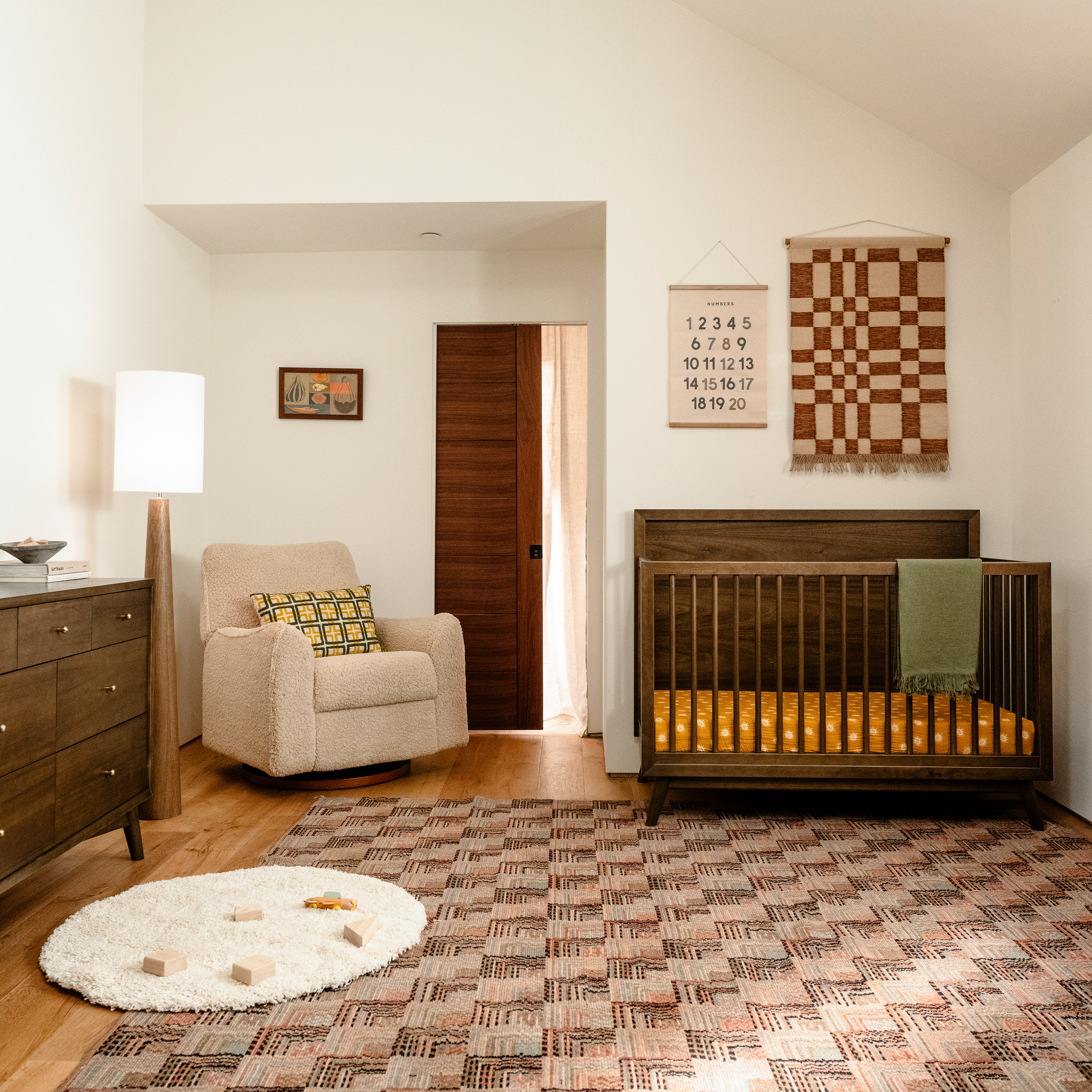 babyletto Palma 4-in-1 Convertible Crib with Toddler Bed Conversion Kit - Natural Walnut.