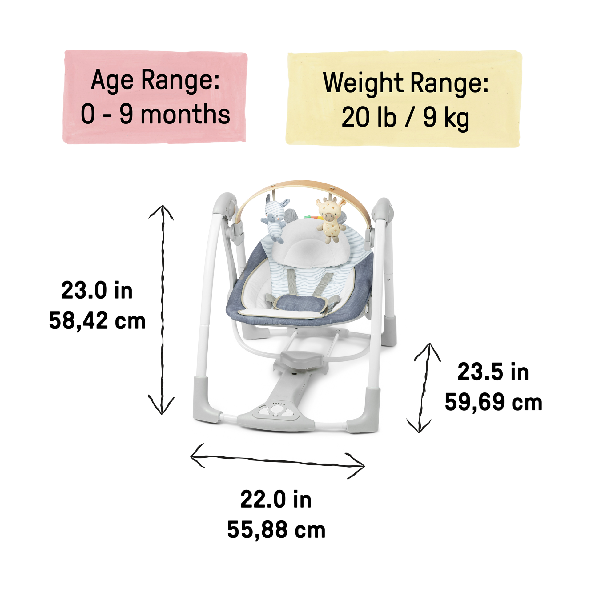 Ingenuity Swing ‘N Go Portable Baby Swing - Chambray.