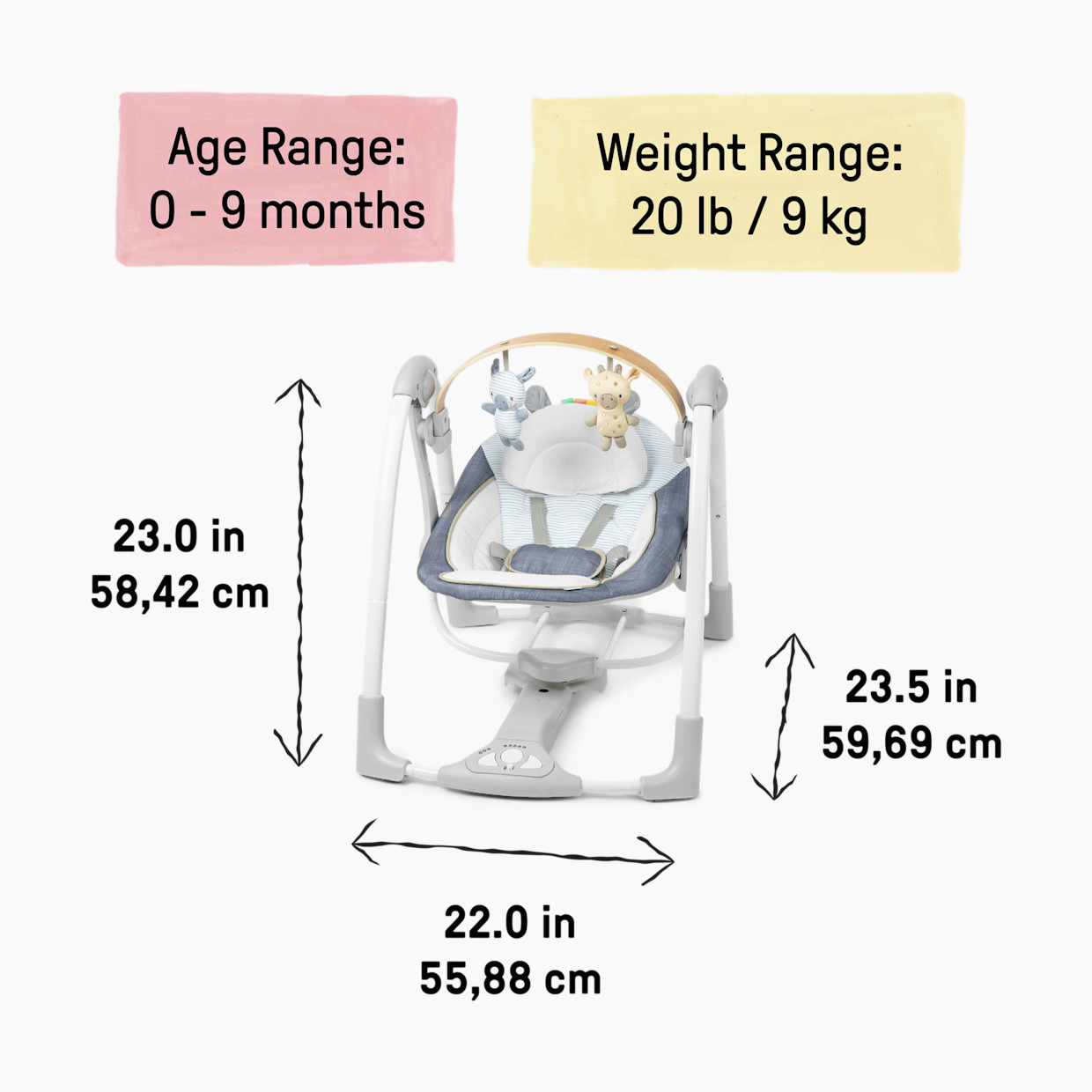 Ingenuity Swing ‘N Go Portable Baby Swing - Chambray.