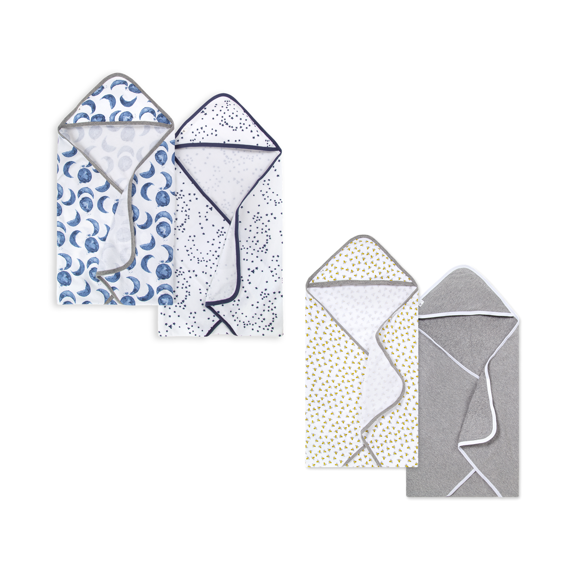 Burt's Bees Baby Organic SinglePly Hooded Towel Bundle (4 Pack) Dark