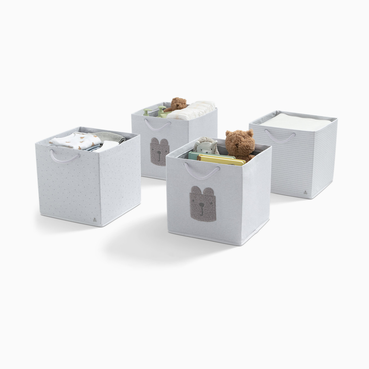 Delta Children babyGap 4-Pack Brannan Bear Fabric Storage Bins with Handles - Grey.