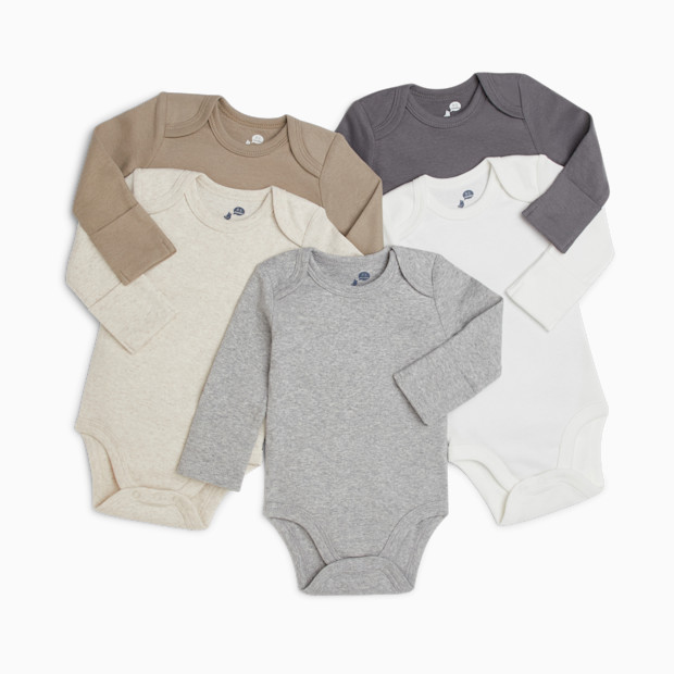 Small Story 5 Pack Long Sleeve Solid Bodysuits.