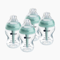 Tommee Tippee Advanced Anti-Colic BPA Free Baby Bottles, Slow Flow Breast-Like Nipple, 9oz, Newborn 0+ Months, Special Design Keeps Air Away from Milk and Baby, Pack of 4