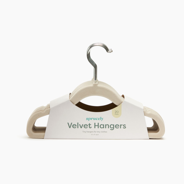 Sprucely Non-Slip Velvet Hangers - Oat, 20.