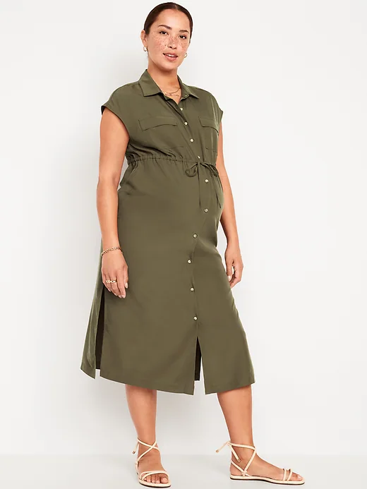 Old Navy Maternity Dolman Sleeve Utility Midi Dress.