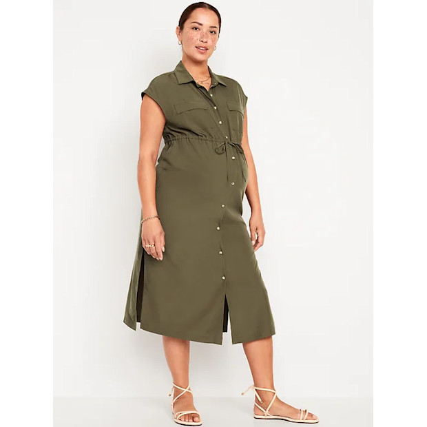 Old Navy Maternity Dolman Sleeve Utility Midi Dress.