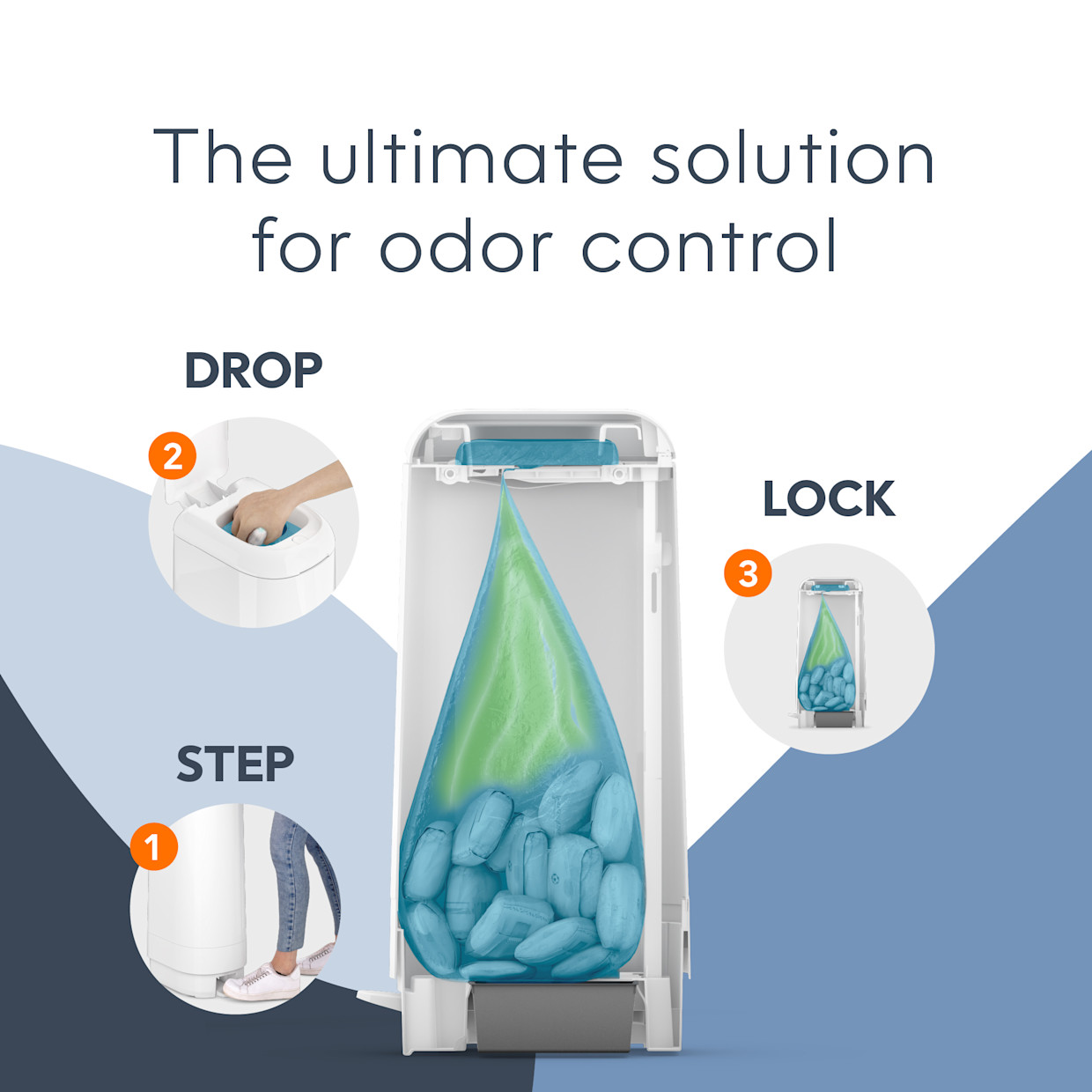 Diaper Genie Signature Diaper Pail Gift Set with 48 Refill Bags - White, Unscented.