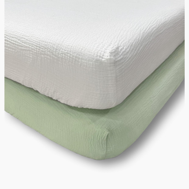 Levtex Baby Cloud Muslin Fitted Sheet Set of 2 - Sage/White.