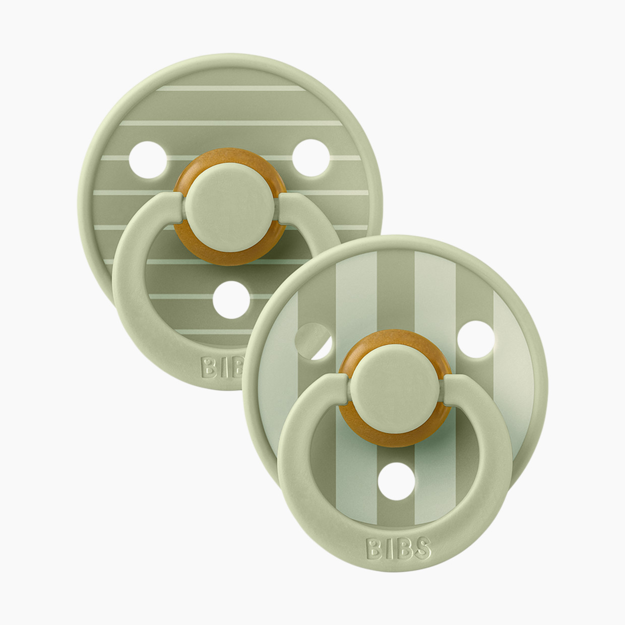 BIBS Studio Pin Colour Natural Rubber Pacificier (2-pack) - Sage, Size 2.