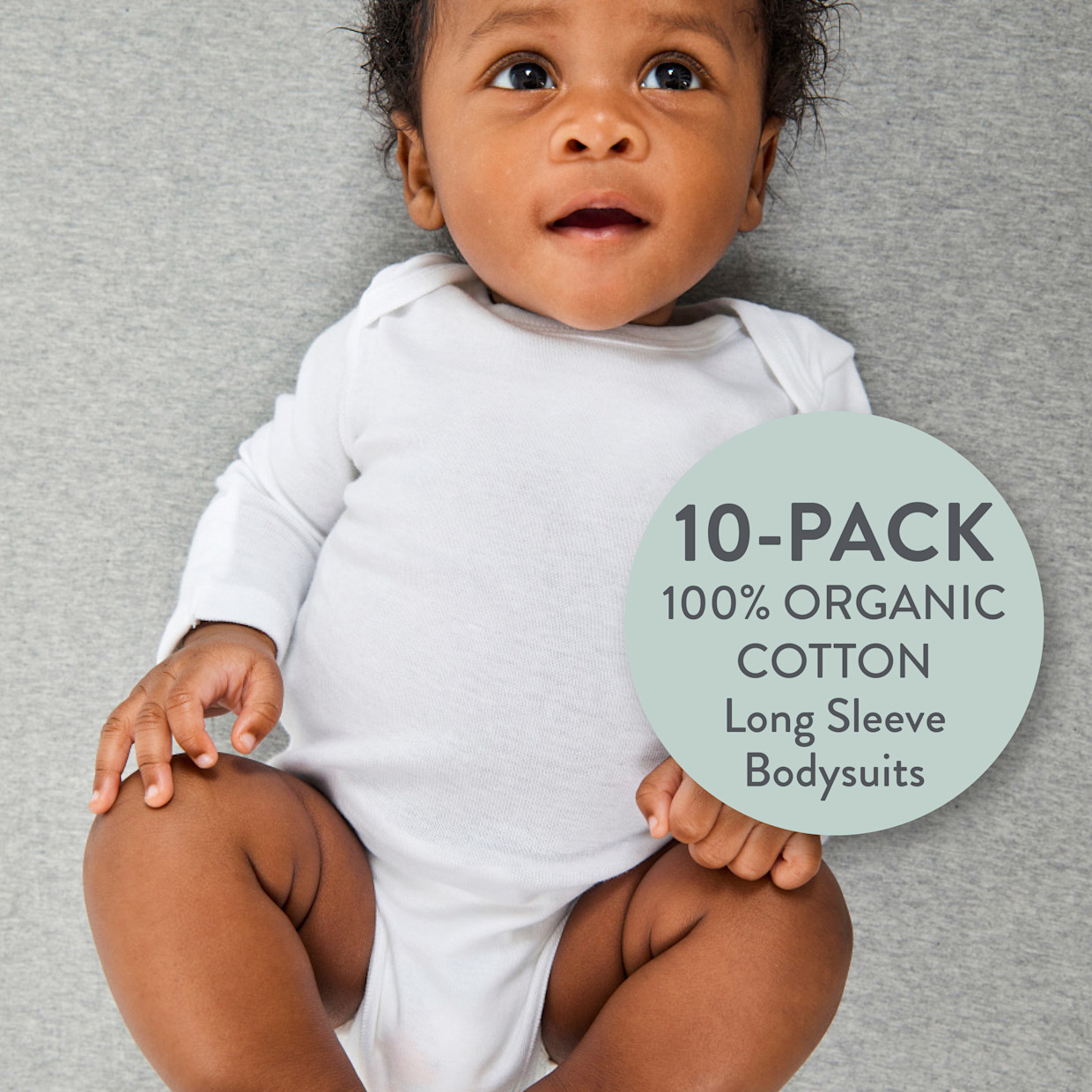 Honest Baby Clothing 10-Pack Organic Cotton Long Sleeve Bodysuits - Bright White, 0-3 M, 10.