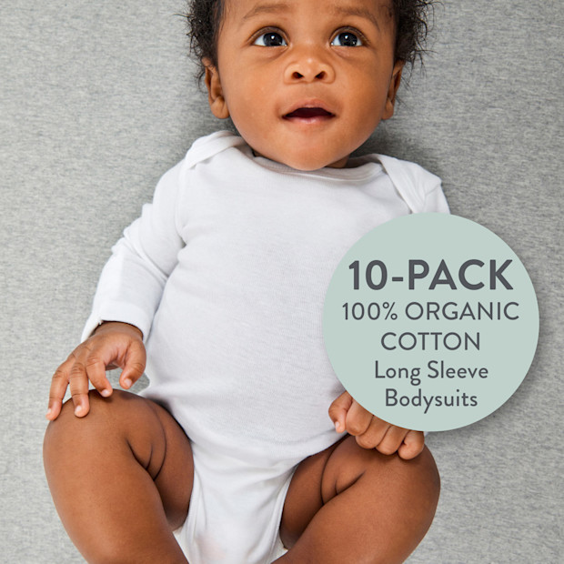 Honest Baby Clothing 10-Pack Organic Cotton Long Sleeve Bodysuits.