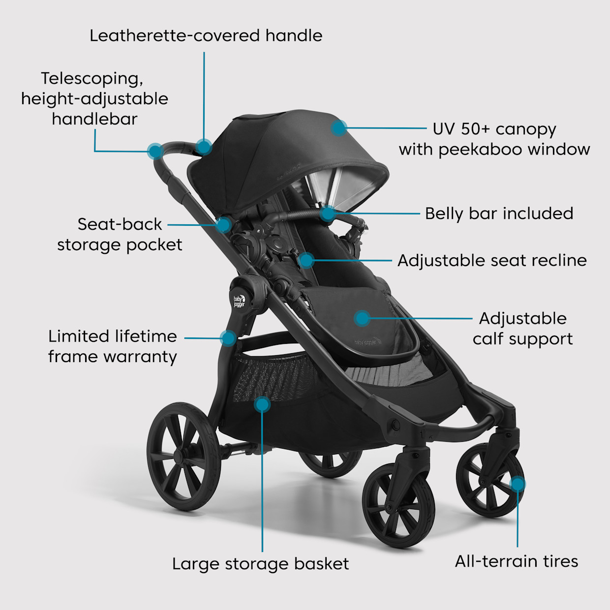 Baby Jogger City Select 2 Stroller, Eco Collection - Lunar Black.