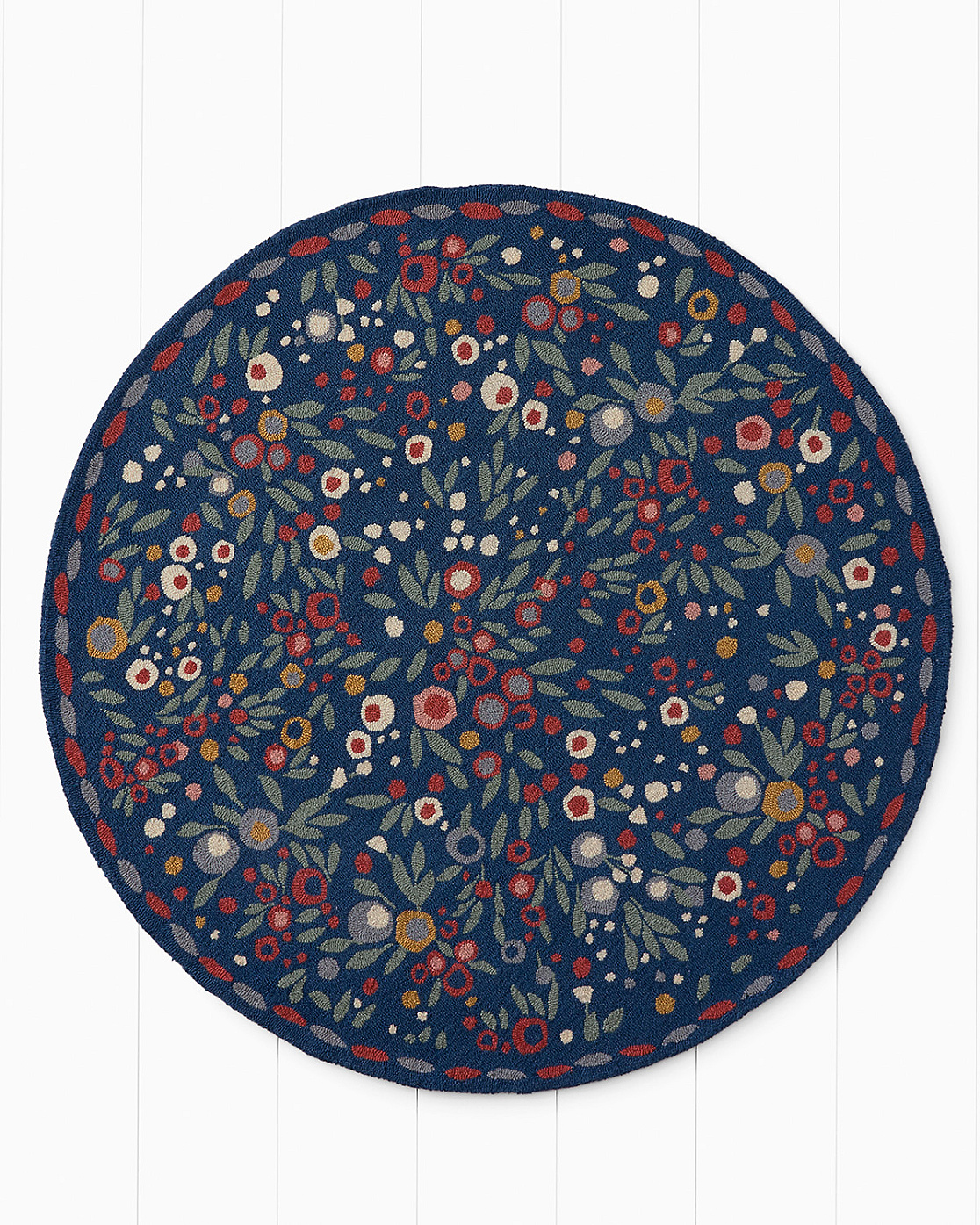 Garnet Hill Vintage Floral Hooked Wool Rug.