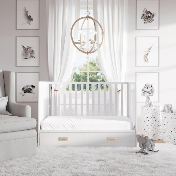 Little Seeds Haven 3-in-1 Convertible Storage Crib - White.